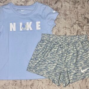 Nike Light Blue Tee and Patterned Shorts Set